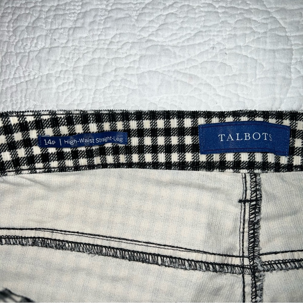 TALBOTS Stretch Corduroy High Waist Straight Leg Pants Buffalo Check EUC Sz 14P - Picture 9 of 13